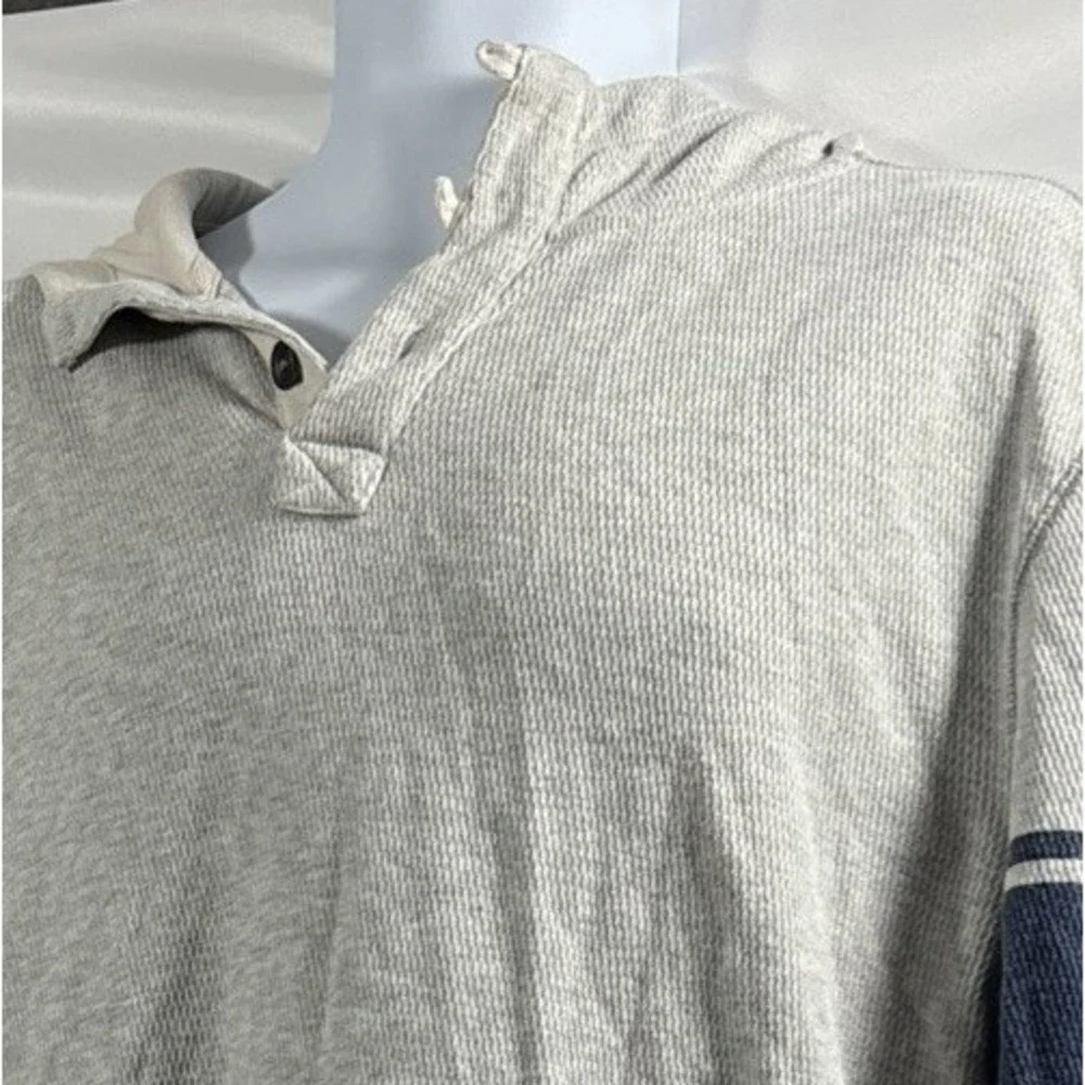 Banana Republic Men XL Gray Waffle Knit Henley Hoodie Sweatshirt Holiday 2015
